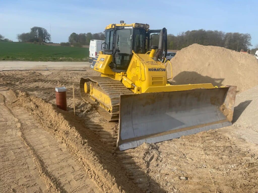 Afretning af sand og grus på Fyn